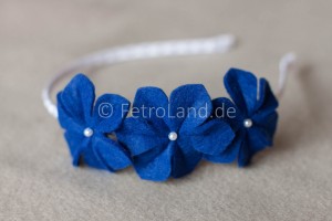 Haarreif, Blumen, blau, 6,5cm 