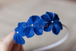 Haarreif, Blumen, blau, 6,5cm  