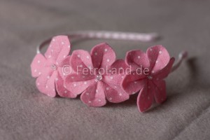 Haarreif, Blumen, rosa, 6,5cm   